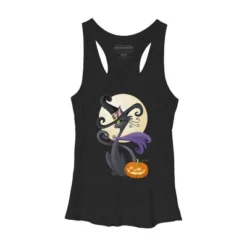 Women's Design By Humans Bewitching Black Halloween Kitty Cat By LittleBunnySunshine Racerback Tank Top -Design By Humans GUEST d8e2c58f 173a 400b 80bc 5a6d5cf1b83e