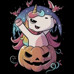 Girl's Design By Humans Spooky Unicorn Funny Cute Magic Halloween By EduEly T-Shirt
