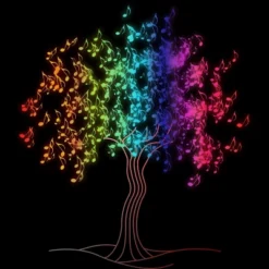 Men's Design By Humans Colorful Musical Note Tree By Valsymot Tank Top