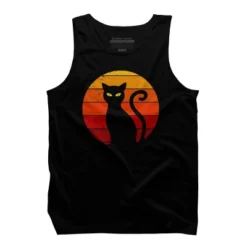 Men's Design By Humans Vintage Retro Sunset Halloween Black Cat I By Lemonpepper Tank Top -Design By Humans GUEST da74fe96 c707 4570 8e14 690fa38feb8f
