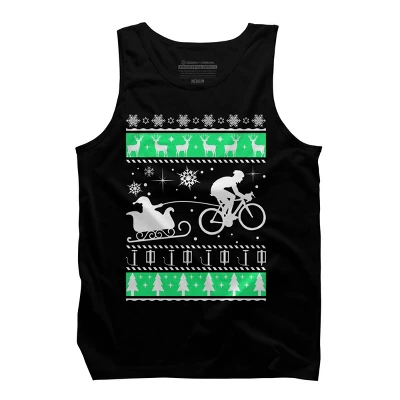 Men's Design By Humans Christmas Santa Cycling Sleigh By LewismartinStore Tank Top 4 Men's Design By Humans Christmas Santa Cycling Sleigh By LewismartinStore Tank Top - Image 4