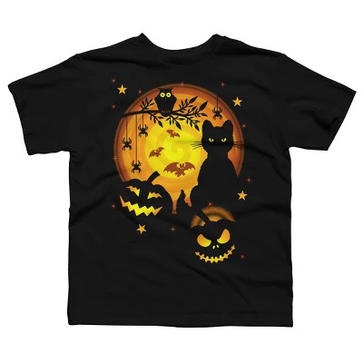 Boy's Design By Humans Halloween Kitty By Artizan16 T-Shirt 4 Boy's Design By Humans Halloween Kitty By Artizan16 T-Shirt - Image 4