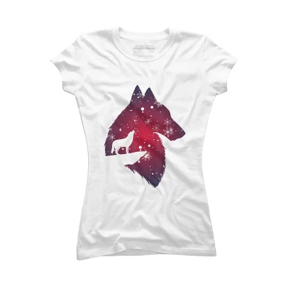 Junior's Design By Humans Funny Christmas Wolf With Snowfall Outfit Adults Baby Kids T-Shi By NekoShop T-Shirt 4 Junior's Design By Humans Funny Christmas Wolf With Snowfall Outfit Adults Baby Kids T-Shi By NekoShop T-Shirt - Image 4