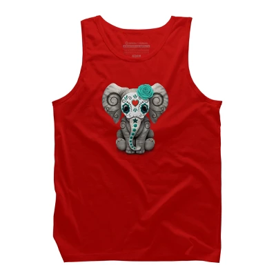 Men's Design By Humans Blue Day Of The Dead Sugar Skull Baby Elephant By Jeffbartels Tank Top 5 Men's Design By Humans Blue Day Of The Dead Sugar Skull Baby Elephant By Jeffbartels Tank Top - Image 5