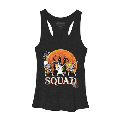 Women's Design By Humans Halloween Squad Skeleton Unicorn Dabbing By Dodorindesign Racerback Tank Top 3 Women's Design By Humans Halloween Squad Skeleton Unicorn Dabbing By Dodorindesign Racerback Tank Top - Image 3