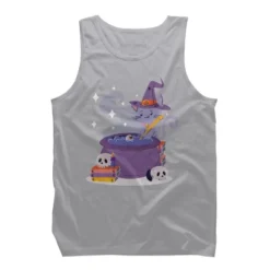 Men's Design By Humans Halloween Kitty Cauldron By Machmigo Tank Top -Design By Humans GUEST df8f7520 d81d 4f75 a58e 3508e081baa3