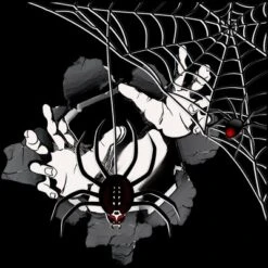 Women's Design By Humans Halloween Theme T-shirt.Spider Web By Bambino Racerback Tank Top