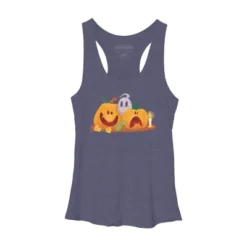 Women's Design By Humans Halloween Cartoon Pumpkins And Ghost By VectorVillain Racerback Tank Top -Design By Humans GUEST e1bd1074 51d9 4438 96bf 94520e41560c