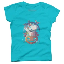 Girl's Design By Humans Spooky Unicorn Funny Cute Magic Halloween By EduEly T-Shirt -Design By Humans GUEST e41ac9d3 a156 4d7f 8b5b 719d12846394