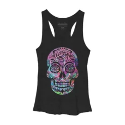 Women's Design By Humans Halloween Sugar Skull By Honeytree Racerback Tank Top -Design By Humans GUEST e432c698 8529 4b3c a99e cb7dd12b8c3c