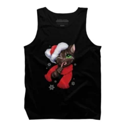 Men's Design By Humans Christmas Cat By POLINART Tank Top -Design By Humans GUEST e808af69 503a 489b 8cdc cf245f448369