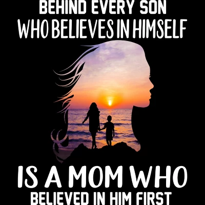Junior's Design By Humans Mother Behind Every Son Who Believes In Himself Is A Mom By Corndesign T-Shirt 1 Junior's Design By Humans Mother Behind Every Son Who Believes In Himself Is A Mom By Corndesign T-Shirt