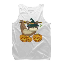 Men's Design By Humans Funny Witch Sloth With Jack O Lantern Halloween T-Shirt By Thebeardstudio Tank Top -Design By Humans GUEST eb3952ac 7879 43ec a2e5 4a8d7b883b5d