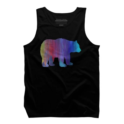 Design By Humans Rainbow Watercolor Artistic Bear By Maryedenoa Tank Top 2 Design By Humans Rainbow Watercolor Artistic Bear By Maryedenoa Tank Top - Image 2