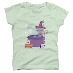 Girl's Design By Humans Halloween Kitty Cauldron By Machmigo T-Shirt 9 Girl's Design By Humans Halloween Kitty Cauldron By Machmigo T-Shirt -Design By Humans GUEST ec484d14 727c 45ea a31d a146fb6a6a57