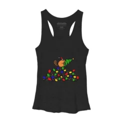 Women's Design By Humans Cool Christmas Beaver Dding Lights To Dam By SmileToday Racerback Tank Top -Design By Humans GUEST ecb4f96a 6d51 4087 9621 da11e89895b8