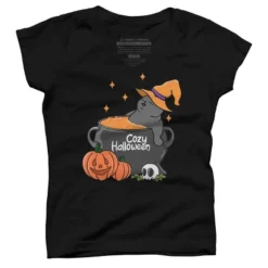 Girl's Design By Humans Cozy Halloween By Kimprut T-Shirt -Design By Humans GUEST edf88165 5c3f 4936 8804 43729b508ecb