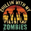Junior's Design By Humans Halloween Chillin With My Zombies Funny By Ering T-Shirt