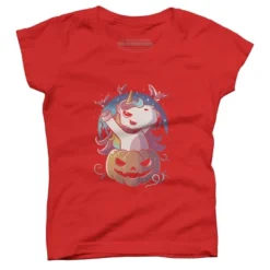 Girl's Design By Humans Spooky Unicorn Funny Cute Magic Halloween By EduEly T-Shirt -Design By Humans GUEST f056b277 3add 474c 8563 33427e45e7ff