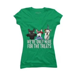 Junior's Design By Humans Dog Halloween - We're Only Here For The Treats By PedigreePrints T-Shirt -Design By Humans GUEST f0d15238 4909 4427 b133 558bc8a871ab