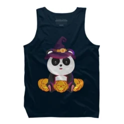 Men's Design By Humans Cute Panda Mock Up Witch With Jack O Lantern Halloween T-Shirt By Thebeardstudio Tank Top -Design By Humans GUEST f2323ecf 68bb 4e01 a4cf 7a7641ea5d8f