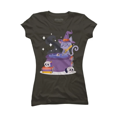 Junior's Design By Humans Halloween Kitty Cauldron By Machmigo T-Shirt 5 Junior's Design By Humans Halloween Kitty Cauldron By Machmigo T-Shirt - Image 5