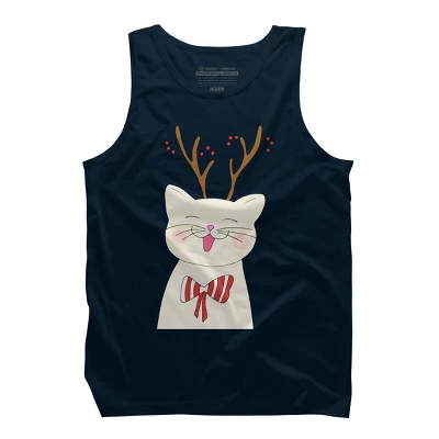 Men's Design By Humans Christmas Cat By Rasheb Tank Top 5 Men's Design By Humans Christmas Cat By Rasheb Tank Top - Image 5