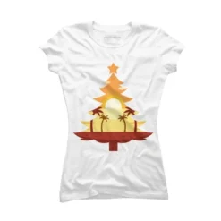 Junior's Design By Humans Christmas In July Tree Sunset By Destiny29 T-Shirt -Design By Humans GUEST f51a5817 7443 4bc3 9685 2c8e2829e09b
