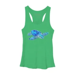 Women's Design By Humans Blue And Green Watercolor Sea Turtle By Maryedenoa Racerback Tank Top -Design By Humans GUEST f52ff01a 5143 4cfa a298 390fe06e0336