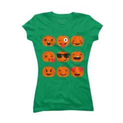 Junior's Design By Humans Halloween Pumpkins Emoji By Honeytree T-Shirt -Design By Humans GUEST f581b84c 0cf7 45cb a782 474f147821f6