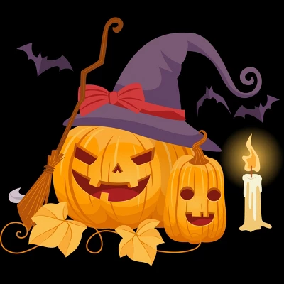 Girl's Design By Humans Halloween Witch Pumpkins With Bats By VectorVillain T-Shirt 1 Girl's Design By Humans Halloween Witch Pumpkins With Bats By VectorVillain T-Shirt