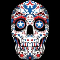 Men's Design By Humans July 4th American Sugar Skull By T-Shirt