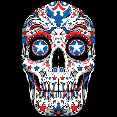 Men's Design By Humans July 4th American Sugar Skull By T-Shirt 1 Men's Design By Humans July 4th American Sugar Skull By T-Shirt