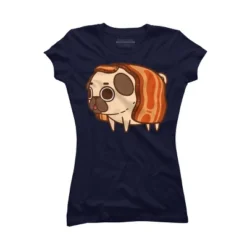 Junior's Design By Humans Puglie Bacon Strip By Puglie T-Shirt -Design By Humans GUEST f5e4c3a7 ae3f 49b8 9245 7bf2bca54e83