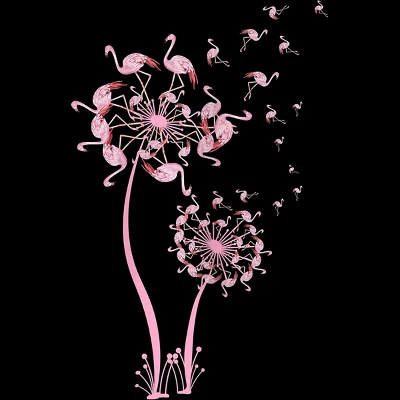 Junior's Design By Humans Cute Flamingo Dandelion Flower By JeilJersey T-Shirt 1 Junior's Design By Humans Cute Flamingo Dandelion Flower By JeilJersey T-Shirt