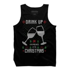 Men's Design By Humans Drink Up Grinches Ugly Christmas Sweater By Shirtpublic Tank Top -Design By Humans GUEST f78cc8ca 98ab 4bcb a868 e90ff8d522ca