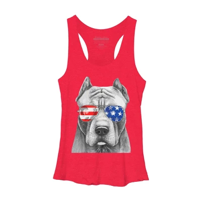 Women's Design By Humans American Pitbull With Sunglasses By Racerback Tank Top 5 Women's Design By Humans American Pitbull With Sunglasses By Racerback Tank Top - Image 5