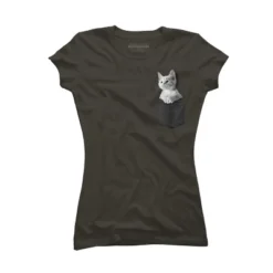 Junior's Design By Humans Pocket Kitten By Mitxeldotcom T-Shirt -Design By Humans GUEST f893e326 09e5 439c a324 6bdec594881a
