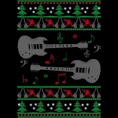 Men's Design By Humans Guitar Christmas By Sophialada Tank Top 1 Men's Design By Humans Guitar Christmas By Sophialada Tank Top