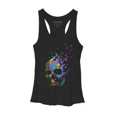 Women's Design By Humans Defragged Colorful Skull By DBHOriginals Racerback Tank Top 4 Women's Design By Humans Defragged Colorful Skull By DBHOriginals Racerback Tank Top - Image 4