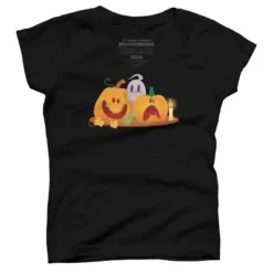 Girl's Design By Humans Halloween Cartoon Pumpkins And Ghost By VectorVillain T-Shirt -Design By Humans GUEST ff2b44e2 87b4 490c b552 e0c2f2cb6938