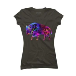 Junior's Design By Humans Rainbow Buffalo By ZeichenbloQ T-Shirt -Design By Humans GUEST fffb9a7b 3cd4 4308 99c9 1302380fa10d